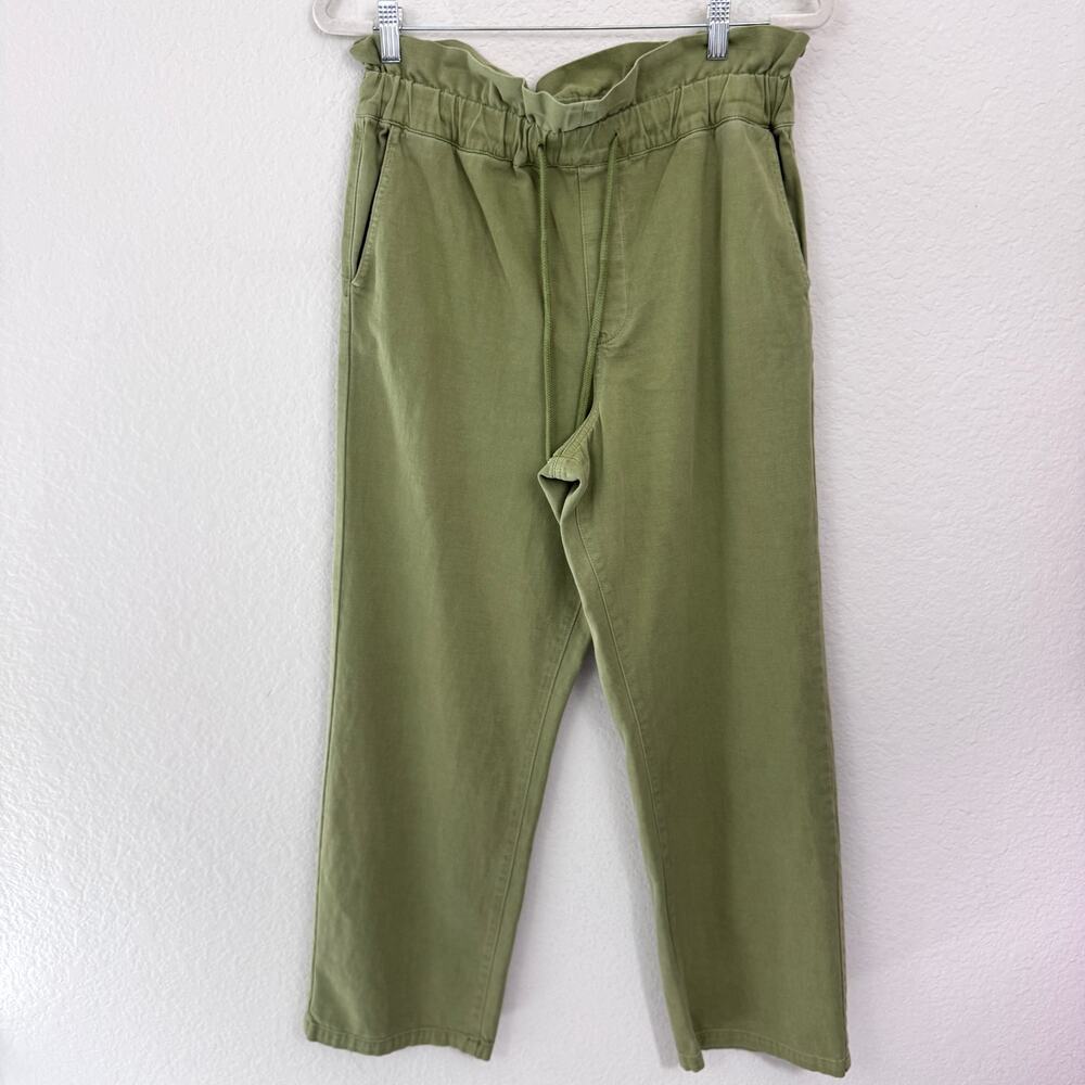 Blank NYC Womens Camp Out Paperbag Pant Size M Cotton Drawstring Casual Green